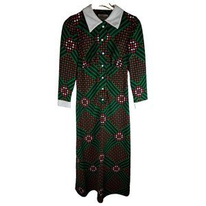 Womens Vintage Dress Maxi Polyester Christmas 1960s Geometric CM Coventry Medium